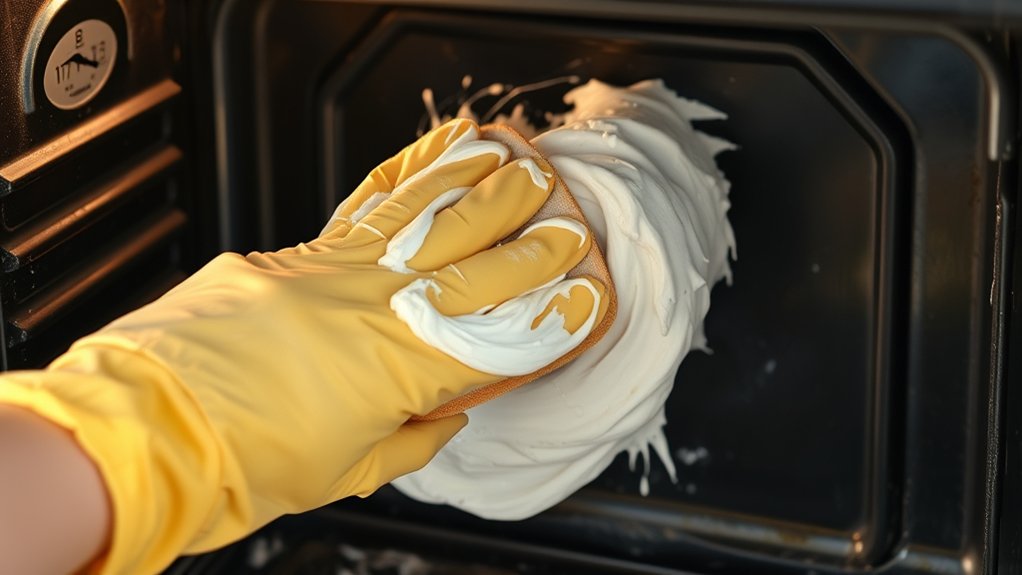 coat oven with baking soda paste