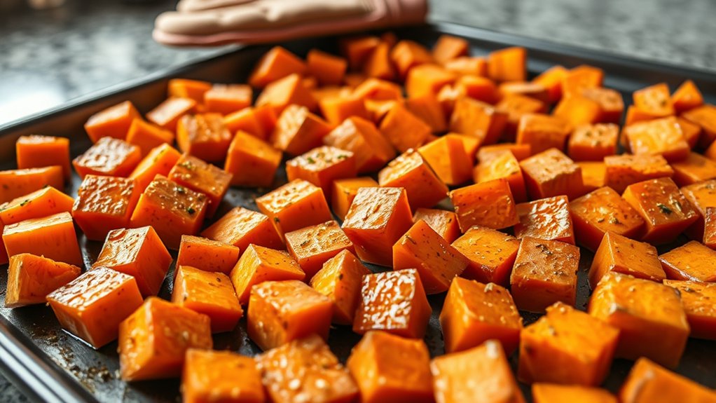 cubed sweet potatoes bake evenly
