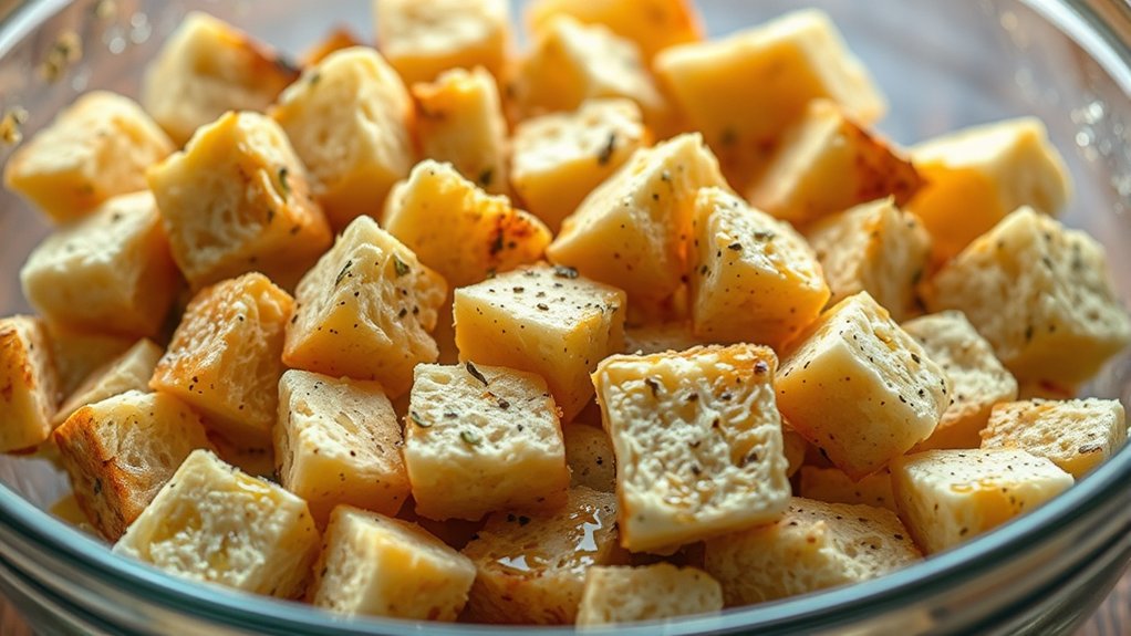 cubes coated evenly seasoned