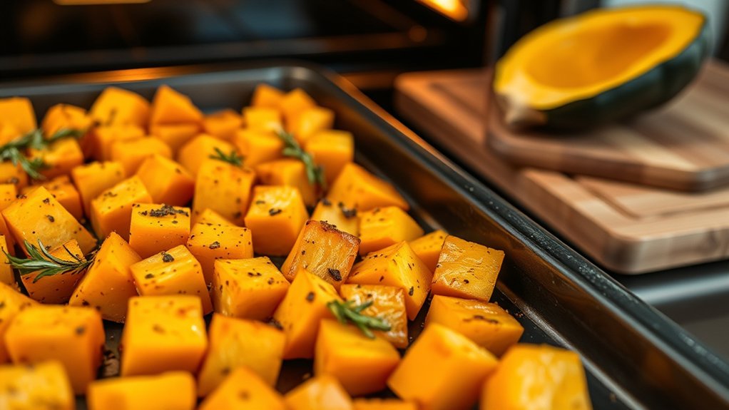 evenly roasted acorn squash cubes