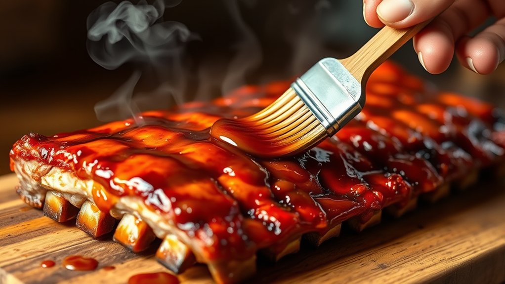 finish ribs with glossy glaze