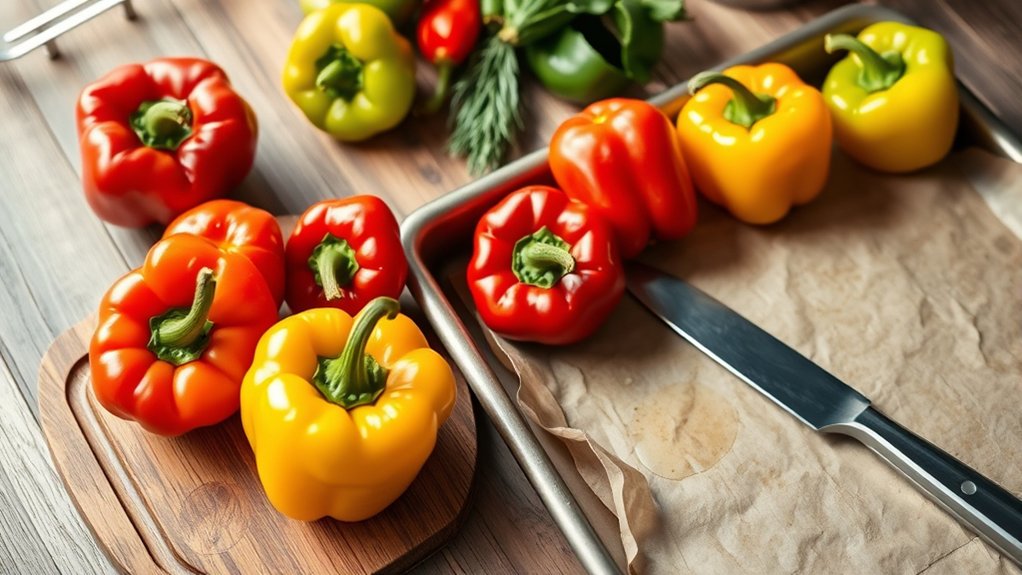 fresh peppers light oil bake sheet