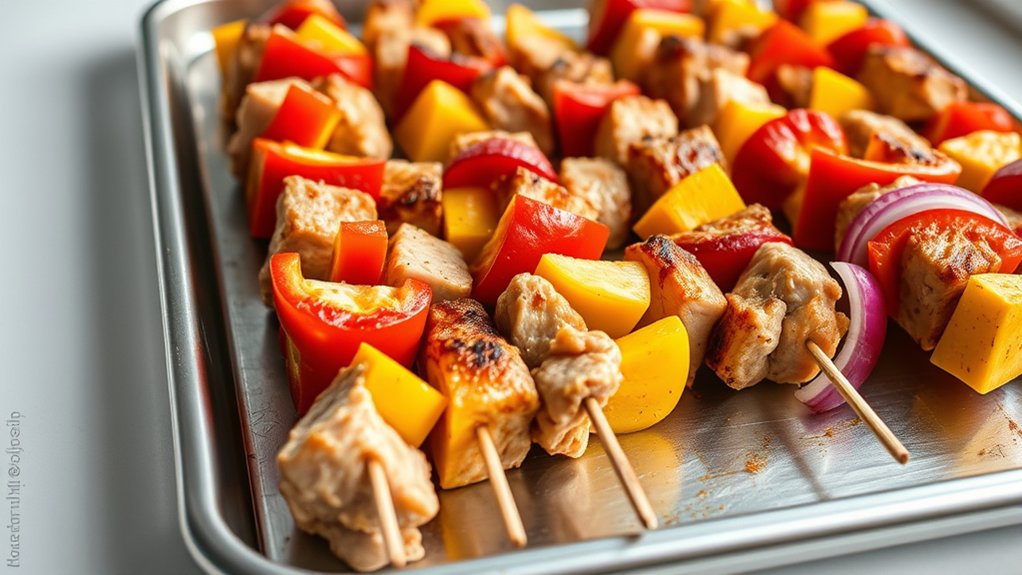 line pan foil skewers spaced