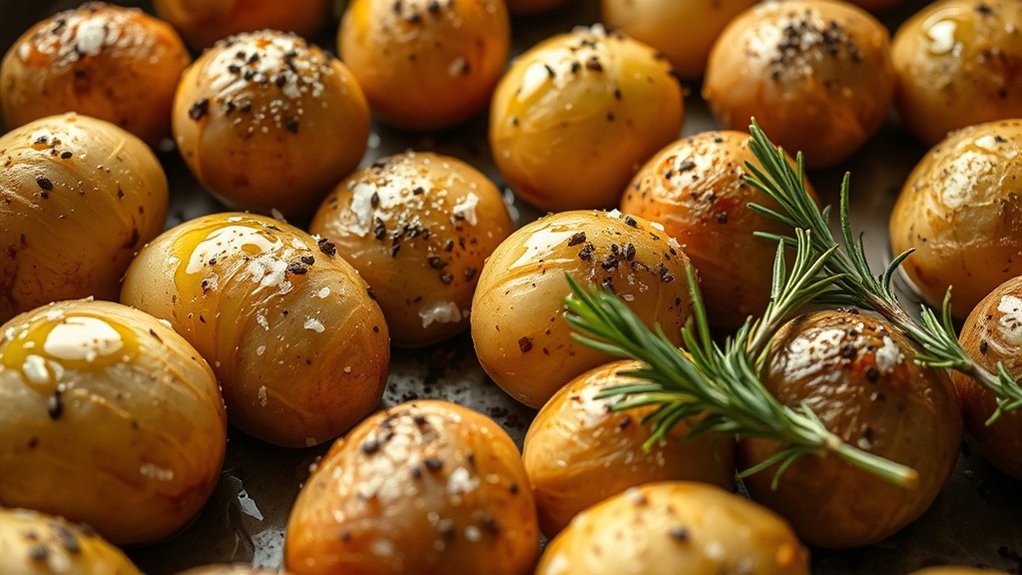 oil salt and crisped potato skins