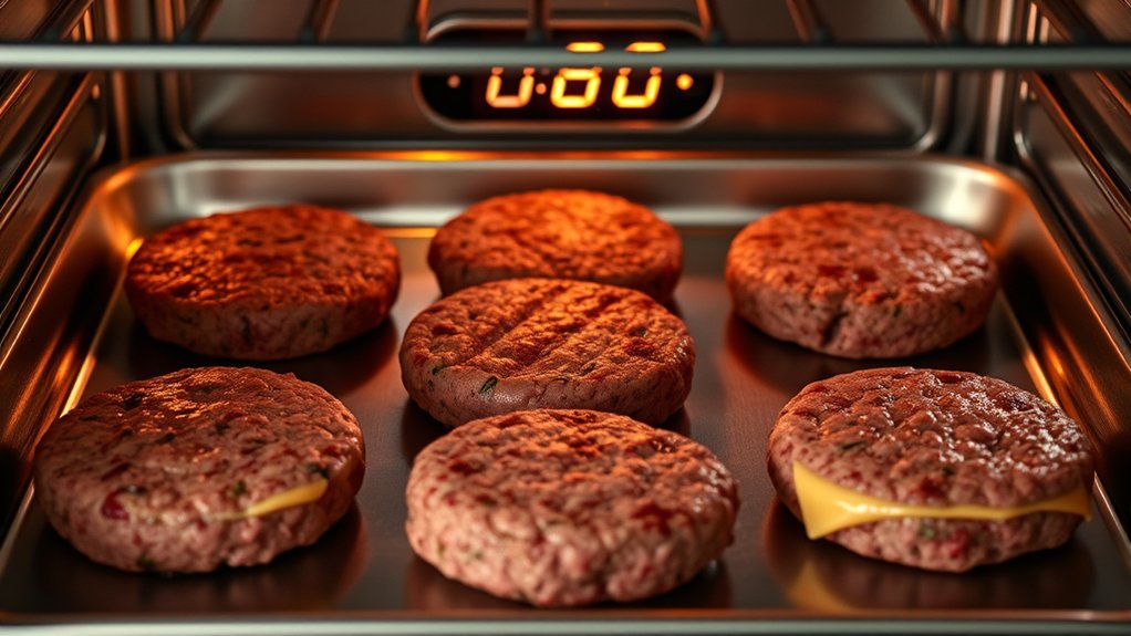 oven baked burgers timings