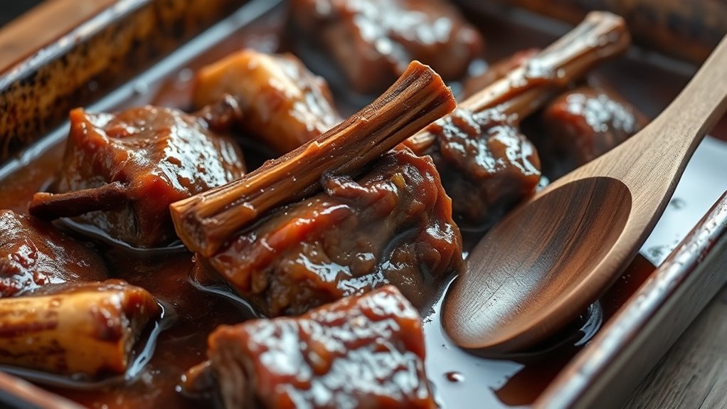 rested glossy oxtails with sauce