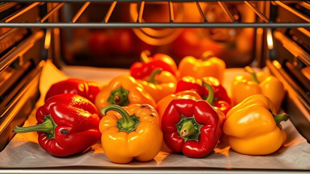 roast peppers at 450 f bake