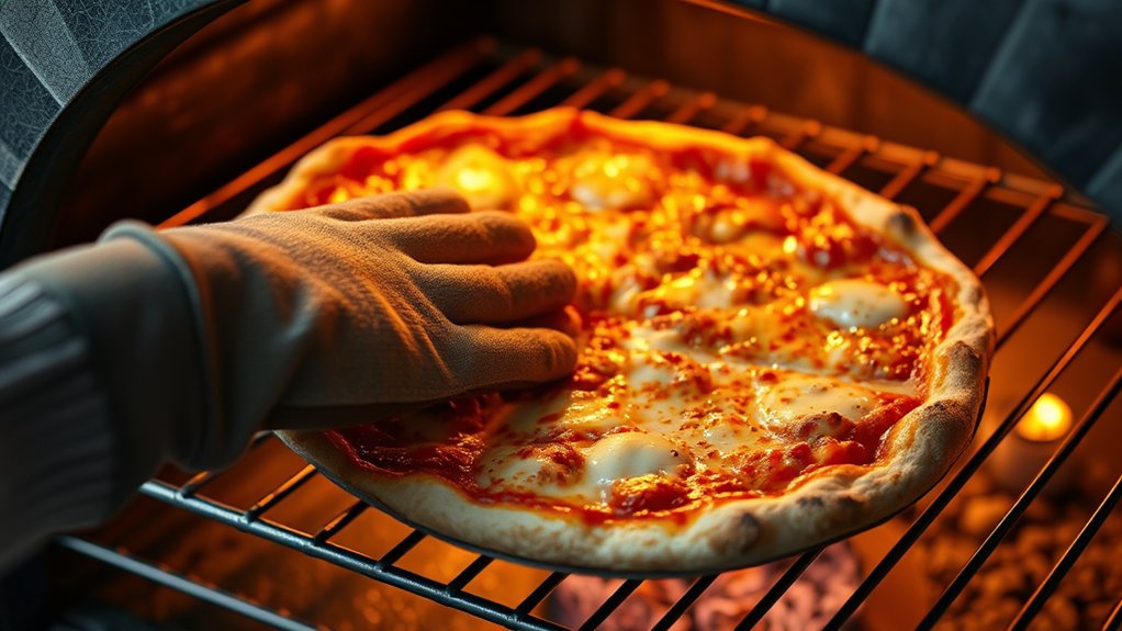rotate pizza halfway for even bake