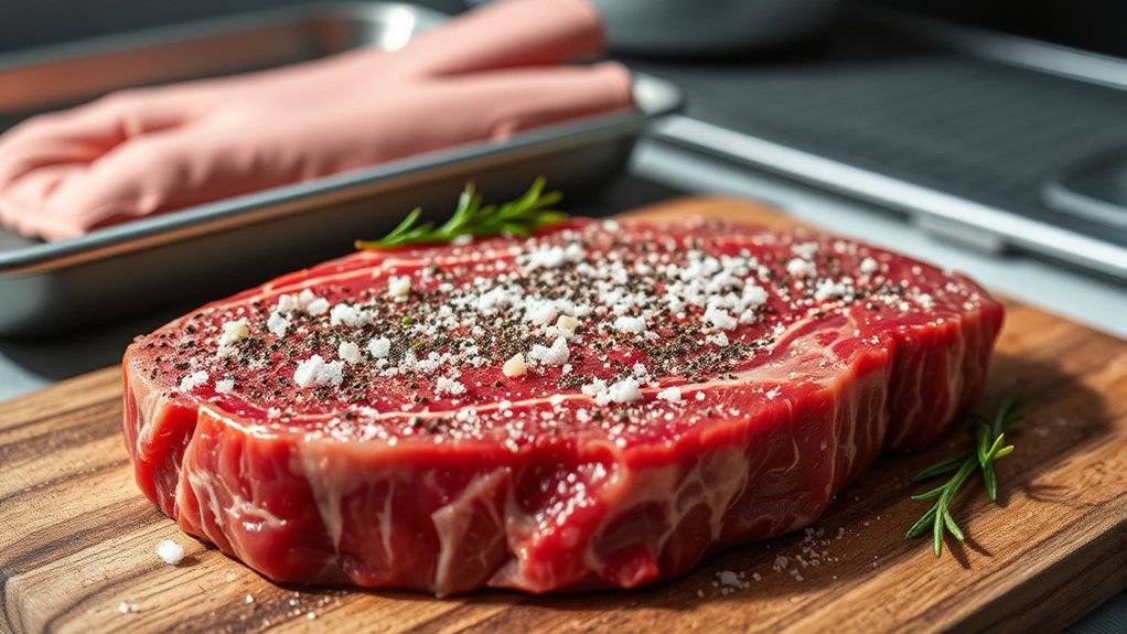 salt and pepper flank steak with garlic herb crust