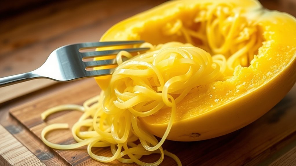 scrape spaghetti squash strands neatly
