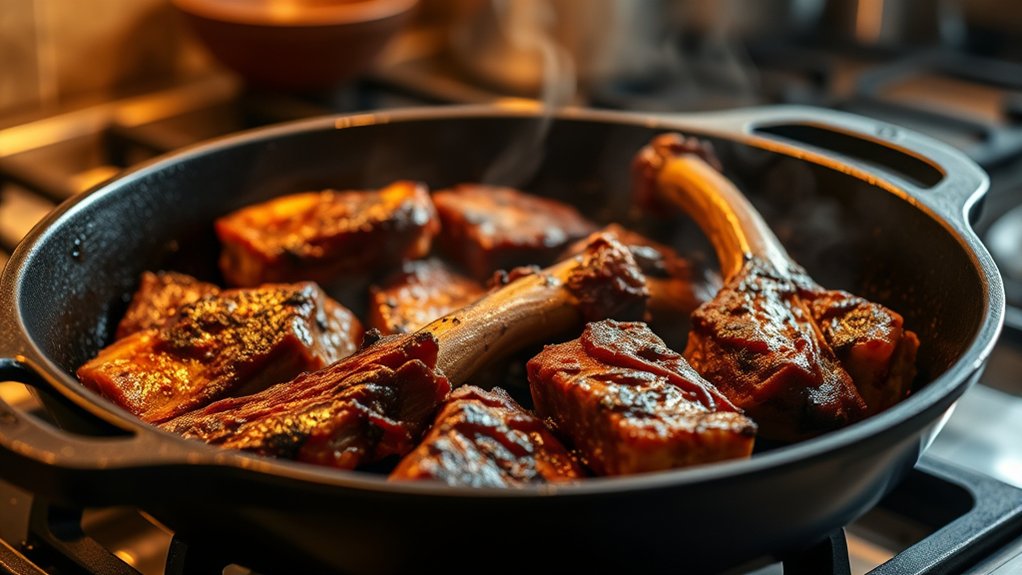 sear oxtails for color