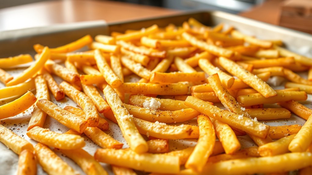 season fries with oil and spices