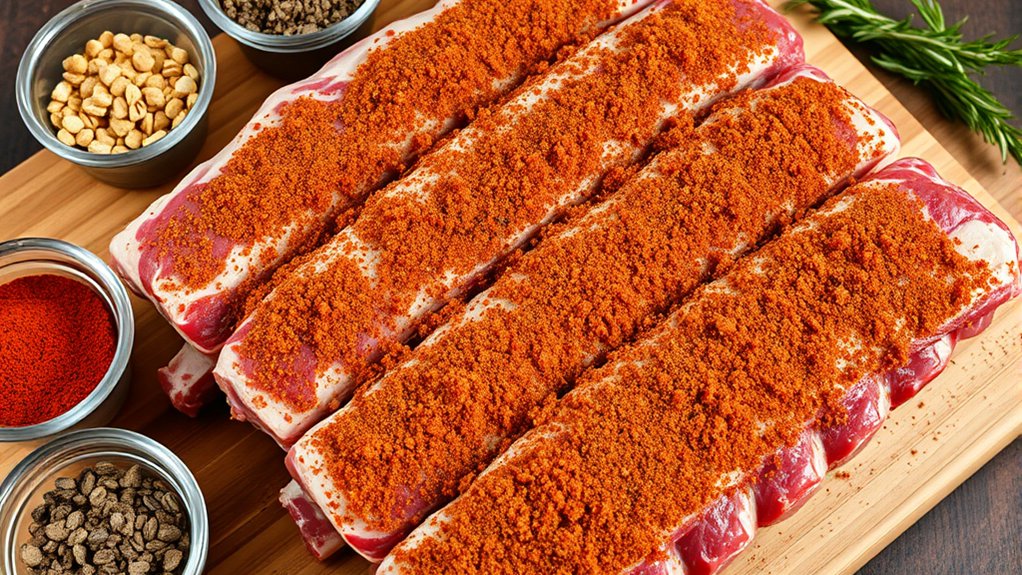 season ribs with layered rubs