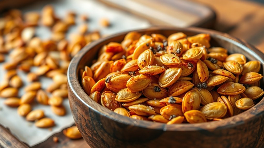season seeds with spices evenly