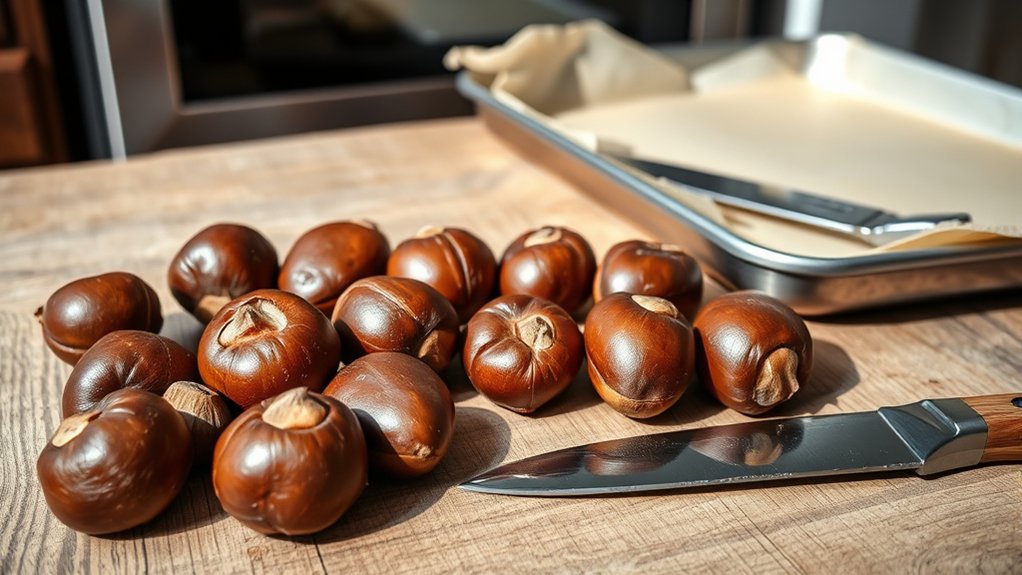 sharp paring knife heavy glossy chestnuts