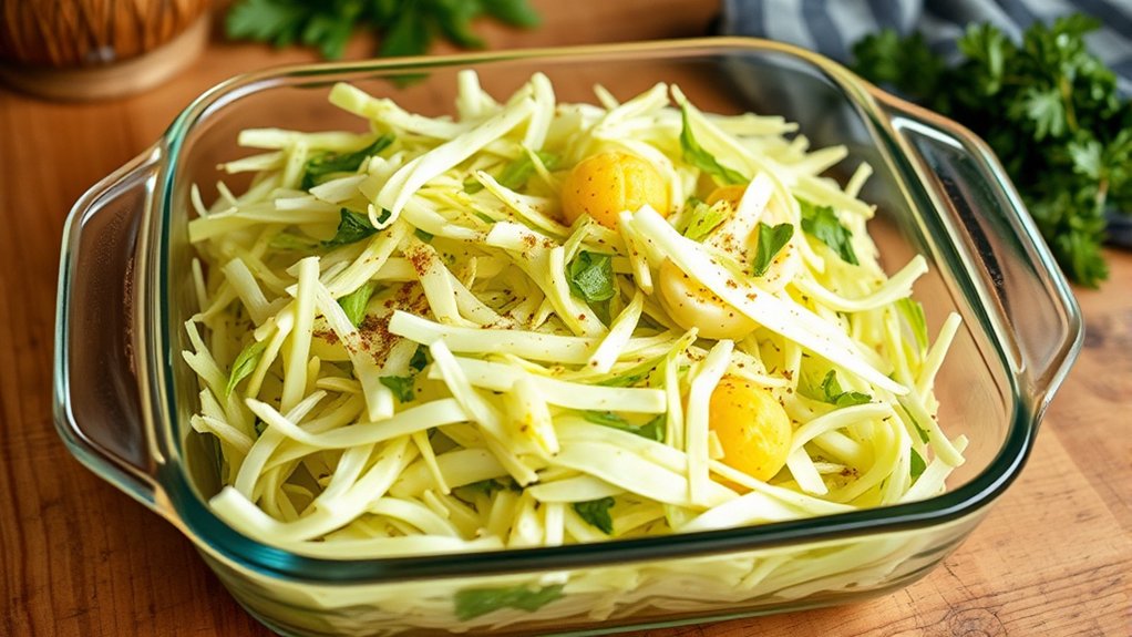 shredded cabbage roasted caramelized edges
