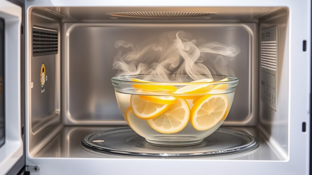 steam clean microwave with lemon water