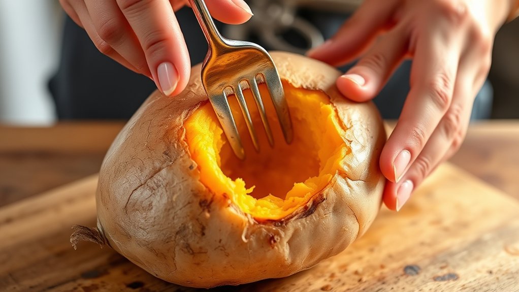 tender yams should slide forked easily when tested