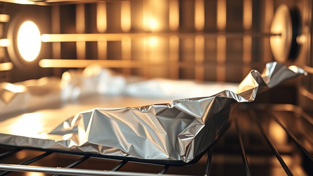 use foil flat away from heat