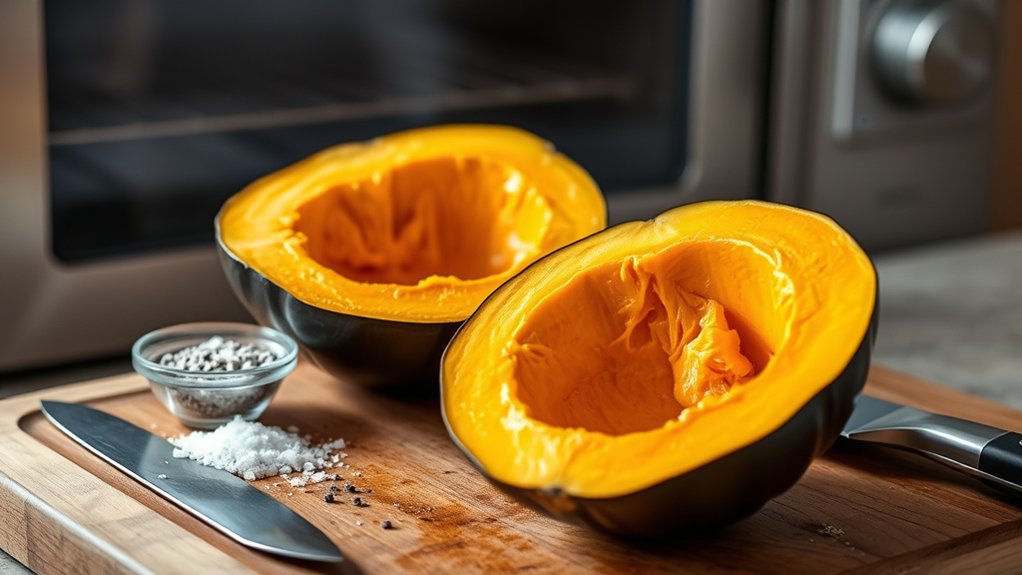 wash halve scoop prep squash