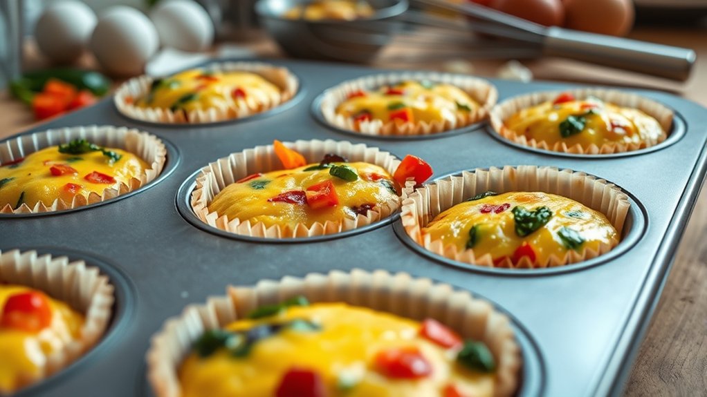 whisked eggs with veggie fillings baked
